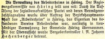 Arbeiterheim in treuhändischer Verwaltung
